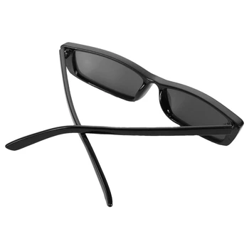 3X Винтажные прямоугольные солнцезащитные очки Женские Солнцезащитные очки в маленькой оправе Ретро-очки S17072 Черная оправа Черный 2