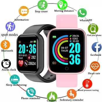 Умные часы для женщин и мужчин 2023 D20 Pro, частота сердечных сокращений, кислород в крови, спортивные часы с Bluetooth-подключением для Ios Android Reloj Para Mujer 1