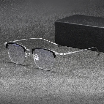 Винтажные квадратные очки из чистого титана для мужчин, Сверхлегкие оптические очки по рецепту, женские очки для близорукости в оправе большого размера 1