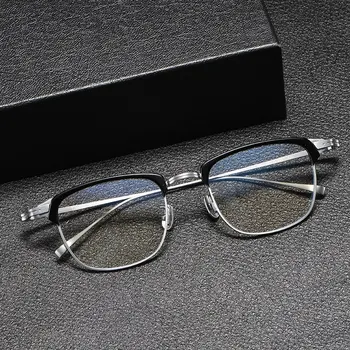Винтажные квадратные очки из чистого титана для мужчин, Сверхлегкие оптические очки по рецепту, женские очки для близорукости в оправе большого размера 2