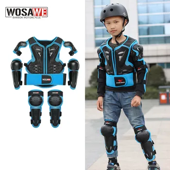 WOSAWE Child armor защитная мотоциклетная одежда из 5 предметов, детская куртка для мотокросса с подкладкой до колен, снаряжение для мотокросса, детский бронежилет 1