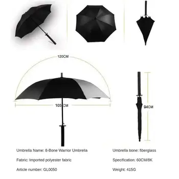 Креативный Большой ветрозащитный зонт с самурайским мечом на длинной ручке, японский зонт от солнца и дождя в стиле ниндзя, прямые зонты с автоматическим открытием 2