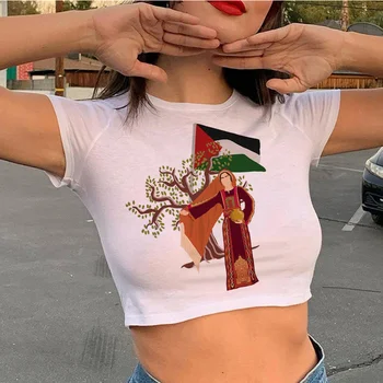 Палестина 90-х корейский модный укороченный женский топ kawai fairy grunge yk2 эстетическая укороченная верхняя одежда 1