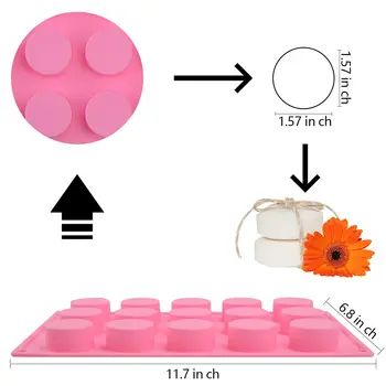 Цилиндрическая силиконовая форма для мыла, 2 упаковки круглых силиконовых форм с 15 полостями для мыла ручной работы, батончиков лосьона, бомбочек для ванн, шоколада, торта 2