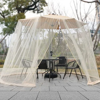 Зонт Москитная сетка для наружного сада Зонты для патио Регулируемая веревка Полиэфирный зонт Москитная сетка для палатки для путешествий 1