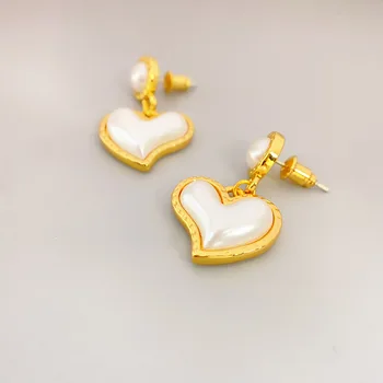Роскошная женская серьга с жемчугом в форме сердца, золотые модные ювелирные изделия, аксессуар для украшения, Высокое качество 1