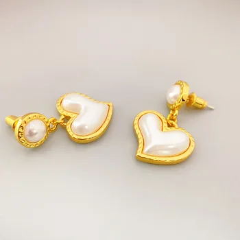 Роскошная женская серьга с жемчугом в форме сердца, золотые модные ювелирные изделия, аксессуар для украшения, Высокое качество 2